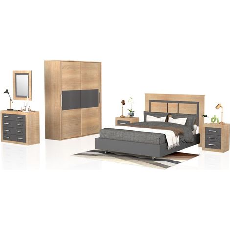 Dormitorio Kira 4C Plus Cambria - Grafito (ancho) x 208cm (alto) (1/5)