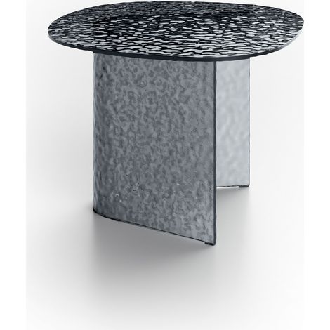 Tavolino da salotto Fold Small - Struttura e piano in vetro martellato colore fumé, design moderno ed elegante 60x60x44 cm - Arredo (1/2)