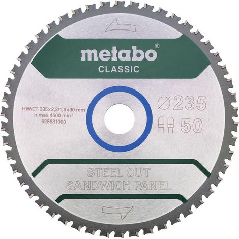 Metabo Lame de scie "steel cut/panneau sandwich - classic", 235x30 Z50 FZ/FA 4°