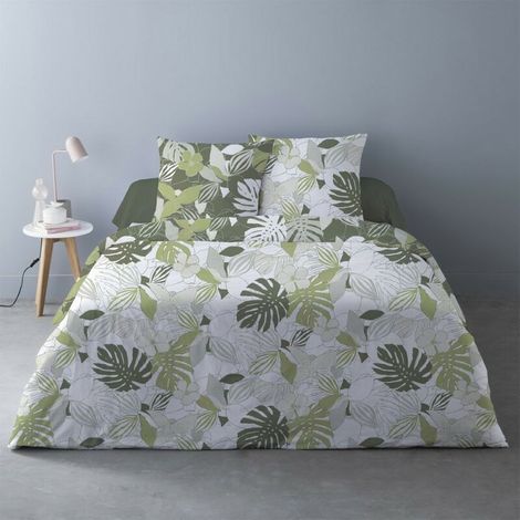 Housse de couette 240x220 Chika vert + 2 taies (1/4)