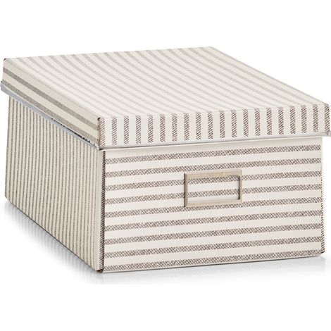 Zeller, Aufbewahrungsbox, Streifen, Pappe, Beige (1/2)