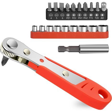 Ratschenschraubendreher, magnetisches Schraubendreher-Set, Mini-Ratschenschraubendreher mit versetzter, umkehrbarer Spitze, multifunktionales Taschenreparaturwerkzeug (1/5)