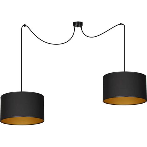 Suspension double ROTO tissu noire/or 2xE27 180cm Emibig (1/5)