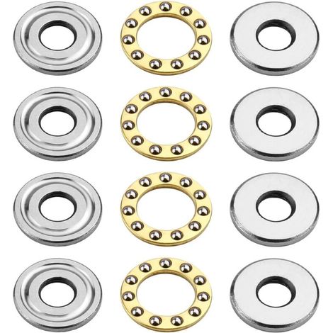 Set of 4 Miniature F8-22M Axial Ball Bearings, High Precision, Bearing Steel, 8 x 22 x 7 mm, Ideal for Counting Machines, Pipeline Systems and Mold Production (1/5)