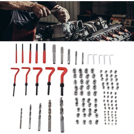 Kit d'outils de réparation de filetage de 125 pièces (M5, M6, M8, M10, M12) (1/5)