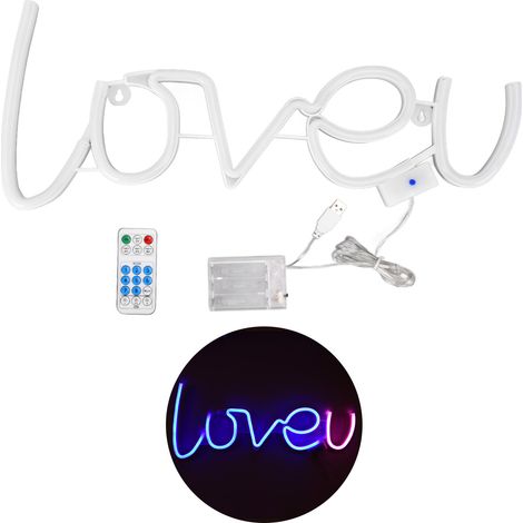 LOVEU LED-Neonlampe mit Fernbedienung, 18 Farben, 8 Modi, USB, 300 lm, Blau und Rosa, Wanddekoration für Wohn- und Schlafzimmer (1/5)