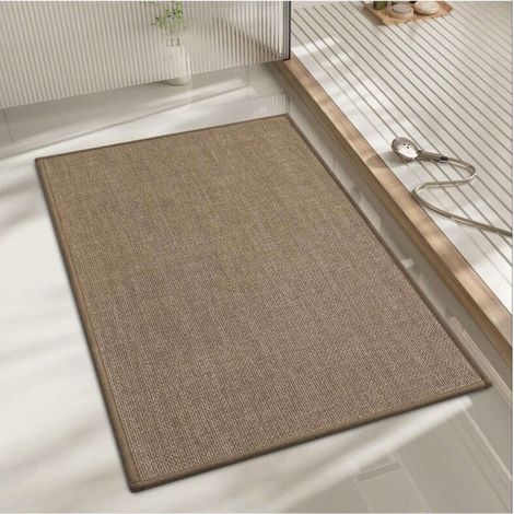 Tapis de bain, 40 x 60 cm, tapis de bain ultra-fin antidérapant, petit tapis de bain absorbant et séchage rapide pour le sol de la salle de bain (beige foncé, 40 x 60 cm) Décoration d'entrée (1/3)