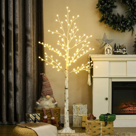 Árbol luminoso de abedul blanco 150 cm con 120 LED blanco cálido y 3 niveles de brillo OKWISH (1/5)