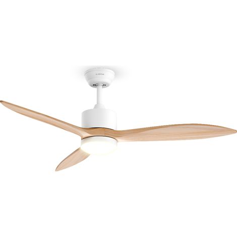 Klarstein SkyBreeze ventilador de techo inteligente con luz  132 cm  27 W  Silencioso  LED  Madera