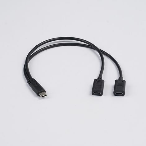 OTG male Type-C to dual female Type-C adapter for 3A power supply of mobile phones and tablets, 15W charging cable. (1/4)