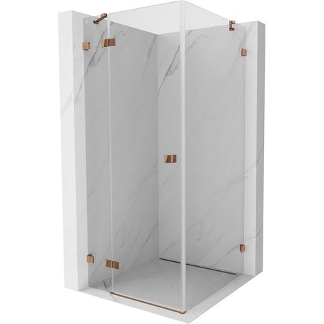 Mexen Lunar cabina doccia a battente sinistra 90 x 90 cm, trasparente, oro rosa - 834-090-090-60-00-L (1/5)