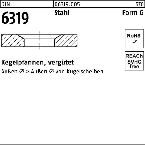 DIN 6319 Kugelscheibe/Kegelpfanne Stahl Form G 28mm vergütet 10 Stk (1/2)