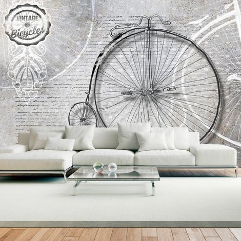 Papier peint vélos vintage en n&b - 150 x 105 cm (1/4)