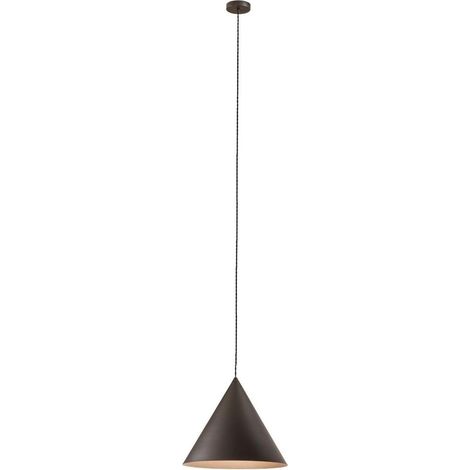 Suspension Conique En Métal Et Aluminium Verni Gris Métallisé Et Marron, Diamètre 30 Cm, 1 X E27 Max 60W - Perenz, Luminaire Design Moderne