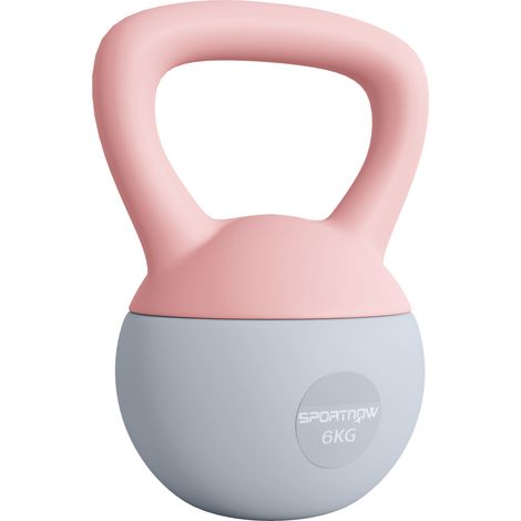 6KG Soft Kettlebell-Kettlebell with Non-Slip Handle for Home Gym-Weight Lifting-Strength Training-Pink/Grey (1/5)