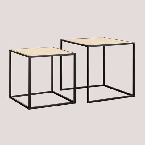 Tables gigognes en rotin Daek SKLUM Noir