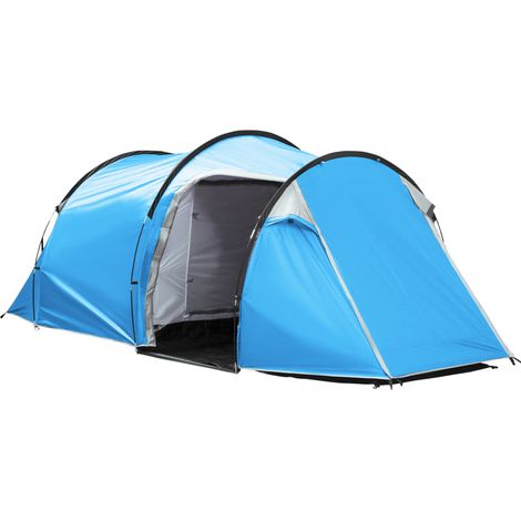 Tenda tunnel per 2-3 persone 190T in poliestere e fibra di vetro, azzurro chiaro (1/5)