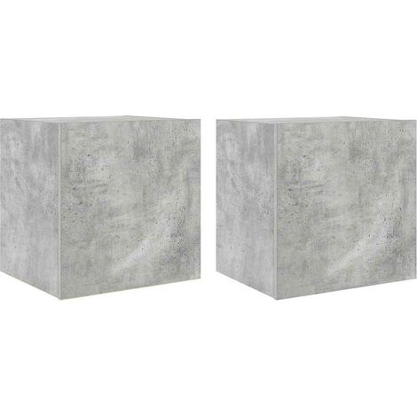 Mobili TV Armadietto TV Mobile Porta TV a Parete con Luci LED 2 pz Grigio Cemento 40,5x35x40cm (1/4)