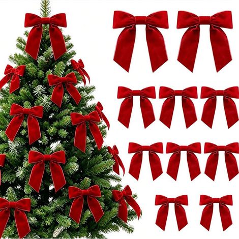 Ornement de sapin de Noël en ruban de velours de 3,2 cm - Lot de 20 pièces - Décoration pour la maison et les fêtes (1/5)