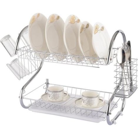 Porte-vaisselle - GENERIC - 2 niveaux - Beige - 43 x 26 x 39 cm - Contemporain (1/3)