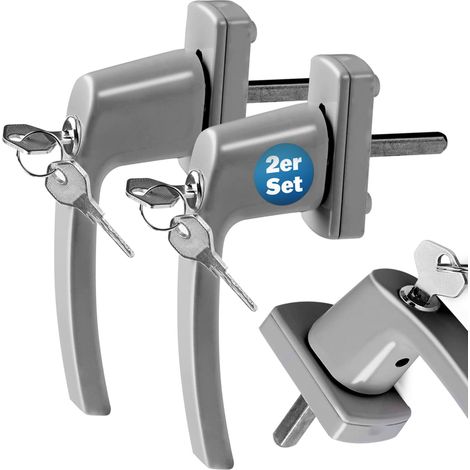 Deuba Maniglia per finestre bloccabile con serratura a chiave per bambini in acciaio Lunghezza perno 35mm Maniglia per finestre di sicurezza  2x argento