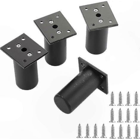 Pieds de meubles réglables noirs, hauteur 80 mm, en alliage d'aluminium, adaptés aux cadres de lit, armoires et tables (lot de 4) (1/5)