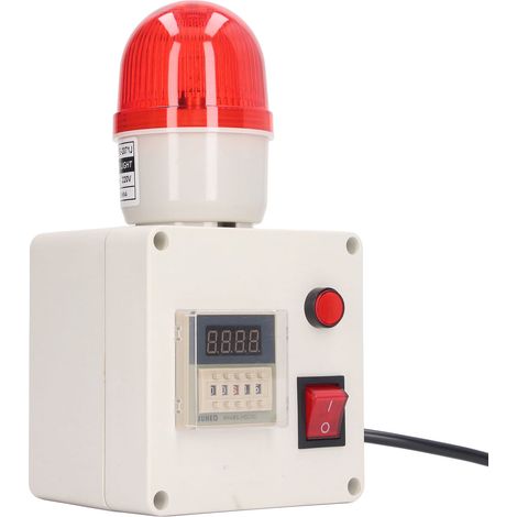 Sirène d'alarme 90dB avec temporisation, voyant lumineux et corne sonore, prise UE 220V, sécurité industrielle (1/5)