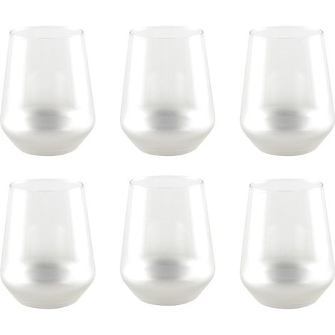 Lot de 6 verres à eau design Glow en verre coloris argenté pour table - 8 x 8 x 11 cm - PANGIVO (1/3)