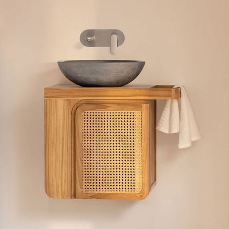 Conjunto de mueble de baño suspendido 60x40 cm en madera de teca Georgy SKLUM (1/5)