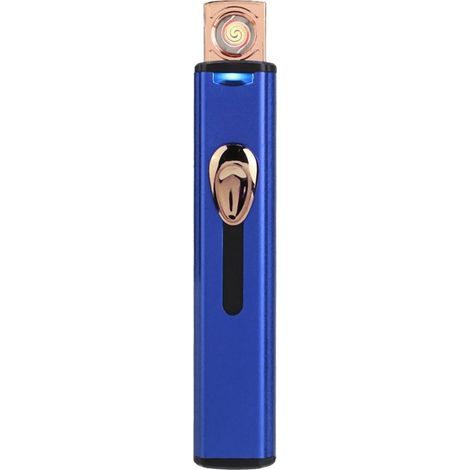 Briquet électronique portable, rechargeable par USB, coupe-vent (bleu) (1/3)
