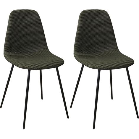 Lot de 2 chaises en tissu texturé maille 3D kaki - ELECTRON (1/5)