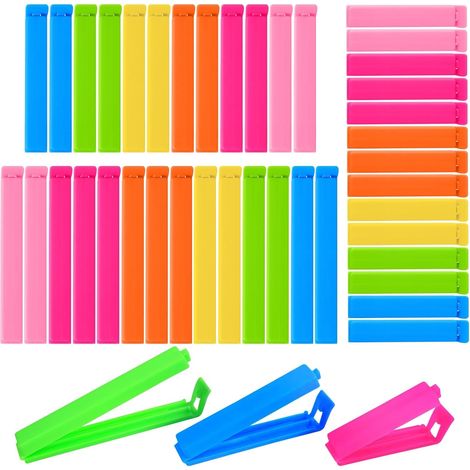 Shine Home 40 Pcs Pince Sachet Alimentaire, 7cm, 9cm, 11cm Plusieurs Couleurs Fermeture Sachet Alimentaire, Plusieurs Couleurs Pince Alimentaire Cuisine pour Emballage Cuisine Bonbons Snack 40 Pi (1/5)