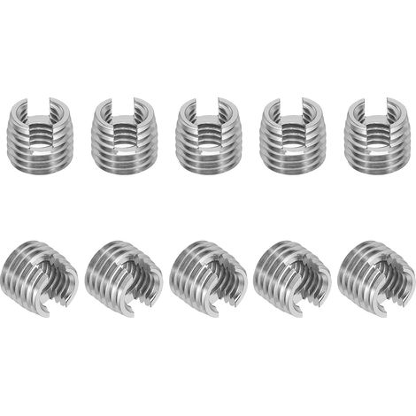 Insert Fileté Auto-Taraudeurs, 10 Pcs M8 x M12 x 10mm Acier Inoxydable 303 Filetage Adaptateur Réducteur Vis à Fente Inserts de Réparation Écrous Manchon (1/5)