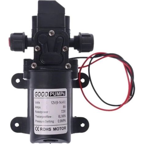 Pompe à eau pour camping-car 12 V DC 12 V 60 W 130 PI 6 L/min Pompe à eau haute pression Pompe d'amorçage à membrane Pompe à eau pour camping-car (Voltage : 12 V) (1/4)