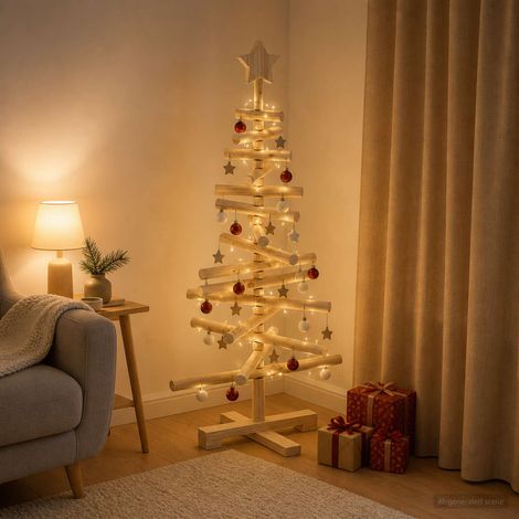 vidaXL Árbol de Navidad de madera KOTKA 90 cm Madera de Pino Maciza (1/5)