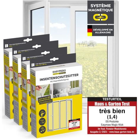 Moustiquaire de fenêtre avec Fixation magnétique innovante Moustiquaire jusqu'à 110x130 cm découpable Individuellement Pas de perçage ni de vissage Fixation avec 12 aimants 4 Pièces (1/5)