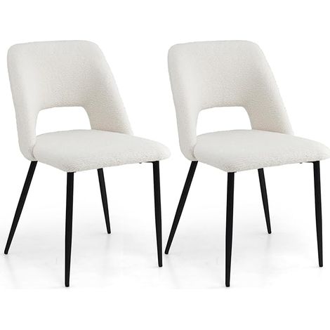 COSTWAY Set di 2 Sedie da Pranzo, 2 Sgabelli Alti da Bar, Sedia Imbottita con Schienale Vuoto e Gambe in Metallo, Set di Sedie da Cucina, Portata 150 kg, 48,5 x 57 x 85 cm (1/5)
