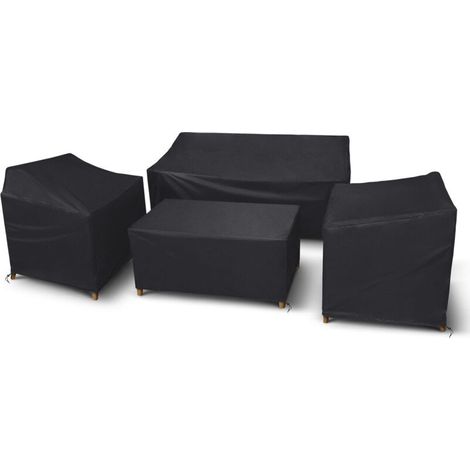 Housse de mobilier d'extérieur 210D - Lot de 4 pièces, Housses de terrasse résistantes, Ensemble pour Jardin/Veranda, Housse de Banc imperméable (Noir)