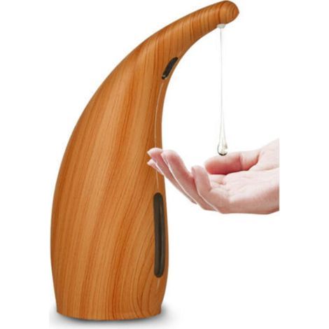 Automatic soap dispenser 300ml, infrared touchless soap dispenser, disinfectant dispenser (1 piece, light wood grain) (1/5)
