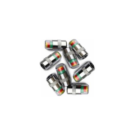 Lot de 8 bouchons de valve avec indicateur de pression des pneus de voiture 3 couleurs (1/5)