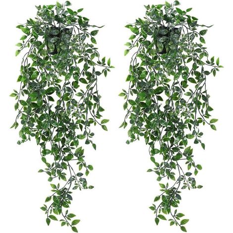 [French Days]2pcs Plante Artificielle Tombant 80cm avec Pots, Lierre Artificiel, Plantes Artificielles Suspendues Intérieur Extérieur, Fausse Plante Interieur Decoration Maison Murale Balcon Deco Cham (1/5)