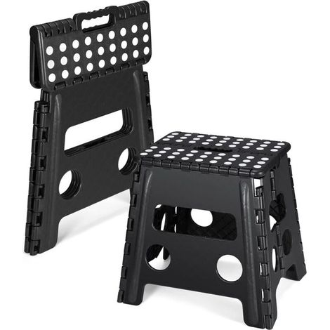 Klapphocker, ca. 33 cm hoch, stabiler Hocker für Erwachsene und Kinder, kleine Fußstütze, leichter Klapptritt für Kleinkinder, geeignet für Küche und Bad, bietet Halt (1/5)