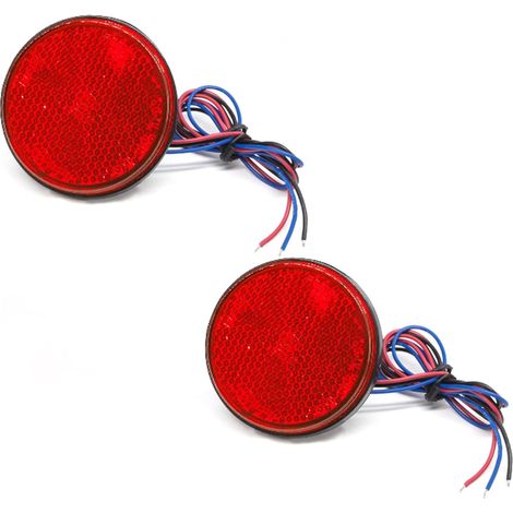 2Pcs Moto LED Réflecteur, Universel Feux de Remorque Led 12V Feu Arriere pour Remorque Feu de Gabarit Led pour Moto LED étanche Réflecteur Feu Stop Lampe (Rouge) (1/5)