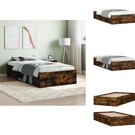 Bettgestell Räuchereiche 90x200 cm - Holzbettfassungen - Massivholzbette - Bettkasten - Lattenrost - Schlafzimmereinrichtung (1/5)