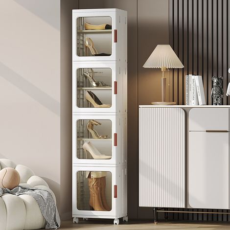 Armadietto da Pavimento per Bagno, Mobiletto Alto e Stretto, Mobiletto Da Bagno Salvaspazio con Rotelle, Armadio Da Bagno Autoportante Per Camera Da Letto Soggiorno - 4 Ripiani (1/5)
