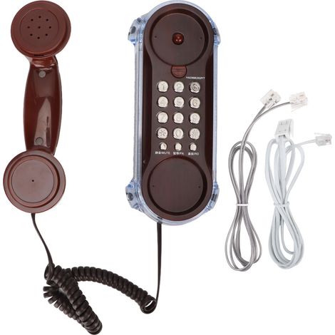 MT-025 Téléphone mural vintage européen à tonalité, une touche muet, recomposition, pause, avec lumière, pour maison hôtel, couleur nickel ancien (1/5)