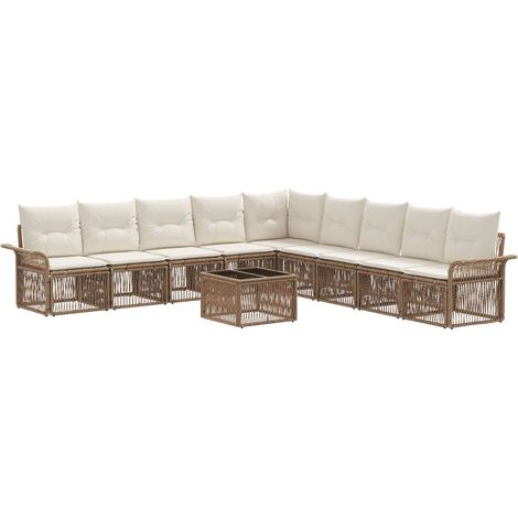 Gartensofa-set 10 pcs Beige Poly-Rattan vidaXL