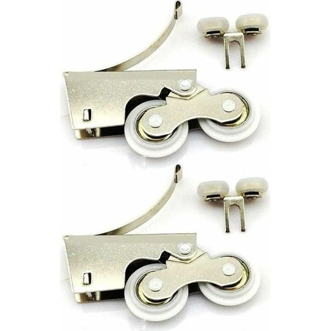 Poulie silencieuse en acier inoxydable – 2 roulettes en nylon – Pour rail de porte coulissante – Charge max 100kg (1/4)