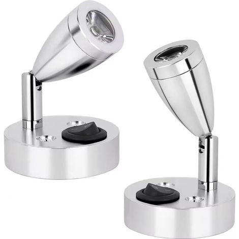 Set aus 2 LED-Leselampen, eine warmweiße und eine kaltweiße Lampe, für den Innen- und Außenbereich, silberfarben. (1/4)