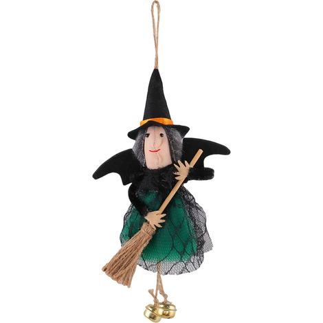 Décorations suspendues de sorcière pour Halloween, balai décoratif, guirlande verte non tissée pour arbre d'intérieur et d'extérieur (1/5)